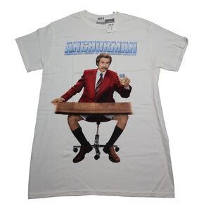Anchorman Shirt Mens S White Ron Burgundy San Diego Scotch Whale NWT